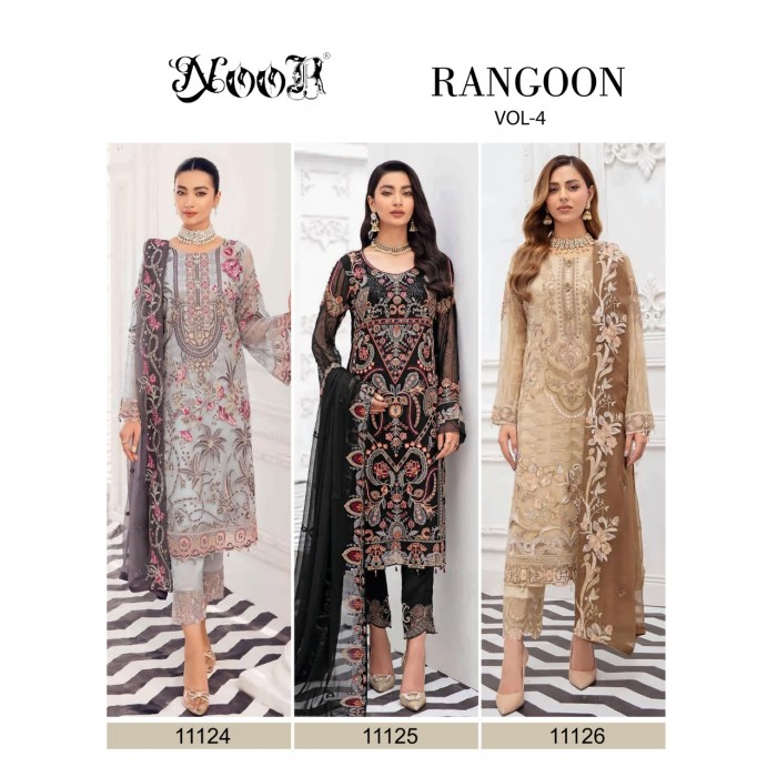 Noor Rangoon Vol 4 Georgette Net Pakistani Salwar Suits